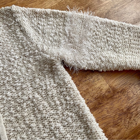 V Neck Tie Front Soft Tunic Sweater with Eyelash Trim by Ethyl Sz S - Picture 4 of 11